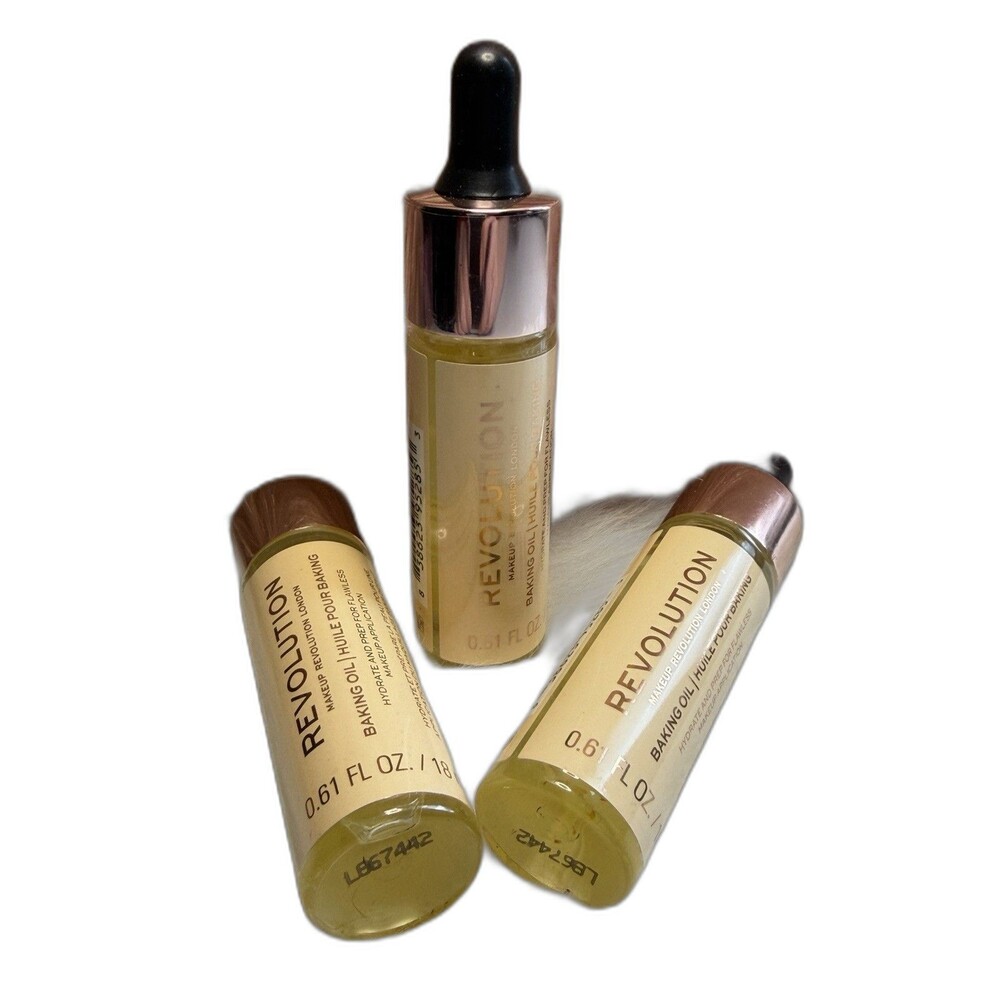 Makeup Revolution Baking Oil Hydrate & Prep Face Primer 3-Pack 0.61 oz NEW